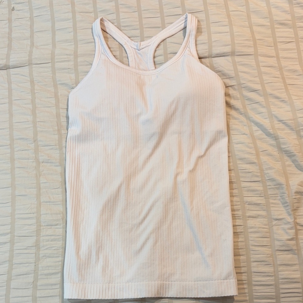 Light pink Ribbed Women's Tank Top built in bra